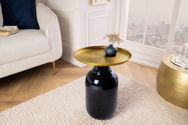 Table dappoint en métal doré noir 40x40 cm artisanale