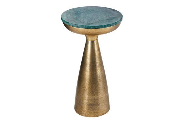 Table dappoint en marbre métal vert or 30x30 cm artisanale