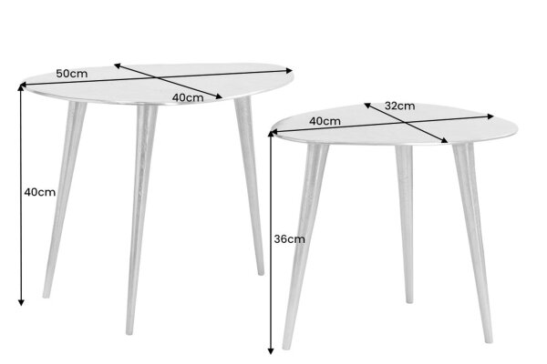 Table basse en métal argenté Lot de 2 trépieds artisanaux