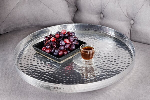 Table basse set de 2 avec plateau en argent noir fait main