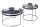 Table basse set de 2 avec plateau en argent noir fait main