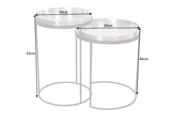 Set de 2 tables dappoint en or Noir avec plateau Travail manuel