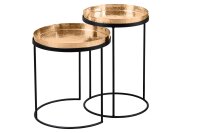 Set de 2 tables dappoint en or Noir avec plateau Travail...