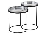 Set de 2 tables dappoint Argent Noir avec plateaux...