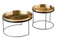 Table basse set de 2 pièces en or noir avec...