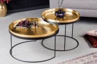 Table basse set de 2 pièces en or noir avec...