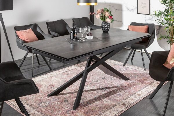 Table de salle à manger extensible céramique aspect pierre 180x90 cm