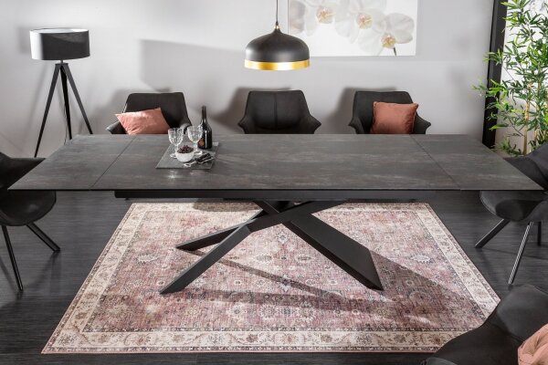 Table de salle à manger extensible céramique aspect pierre 180x90 cm