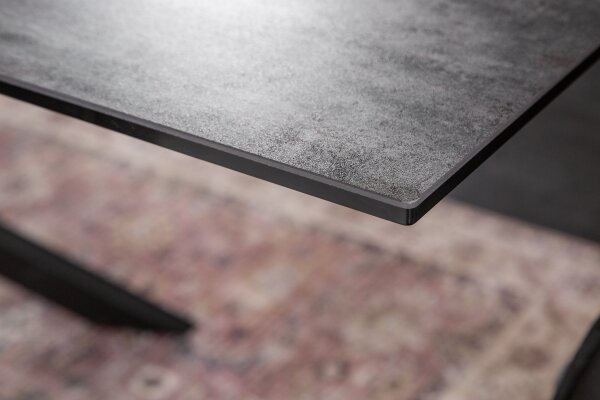 Table de salle à manger extensible céramique aspect pierre 180x90 cm