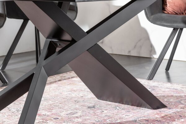 Table de salle à manger extensible céramique aspect pierre 180x90 cm