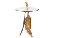Table dappoint verre dur métal doré 44x44...