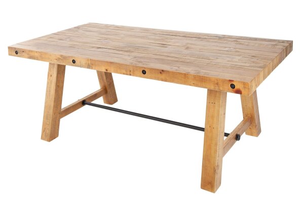 Table de salle à manger en bois recyclé (pin) en brun vintage 165x90 cm