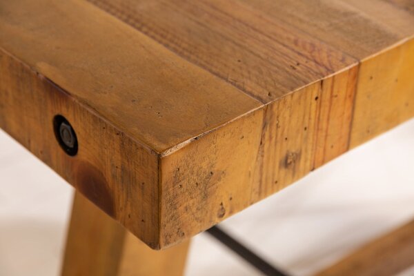Table de salle à manger en bois recyclé (pin) en brun vintage 165x90 cm