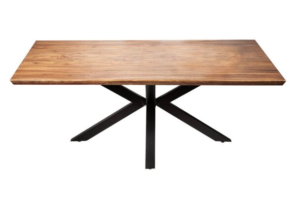 Table de salle à manger bois de sheesham métal 180 x 90 cm X-pieds