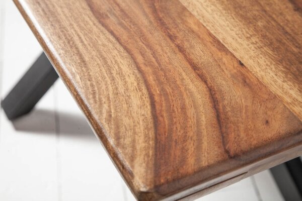 Table de salle à manger bois de sheesham métal 180 x 90 cm X-pieds