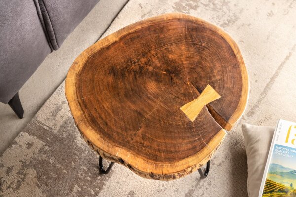 Table dappoint en bois dacacia et métal 40 x 40 cm