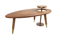 Table basse mangue bois m&eacute;tal marron 2pcs