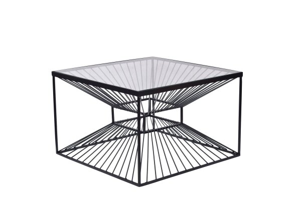 Table basse en verre trempé Fer en noir 60x60 cm fait main