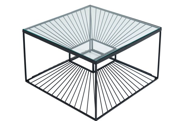 Table basse en verre trempé Fer en noir 60x60 cm fait main