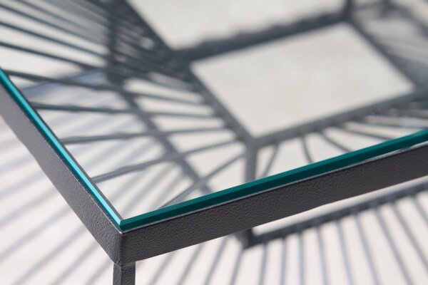 Table basse en verre trempé Fer en noir 60x60 cm fait main
