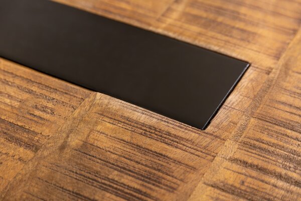 Table basse mangue bois métal 100 x 60 cm piètement traîneau