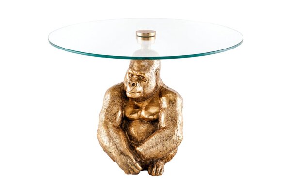 Table basse en verre trempé métal doré 60x60 cm artisanale