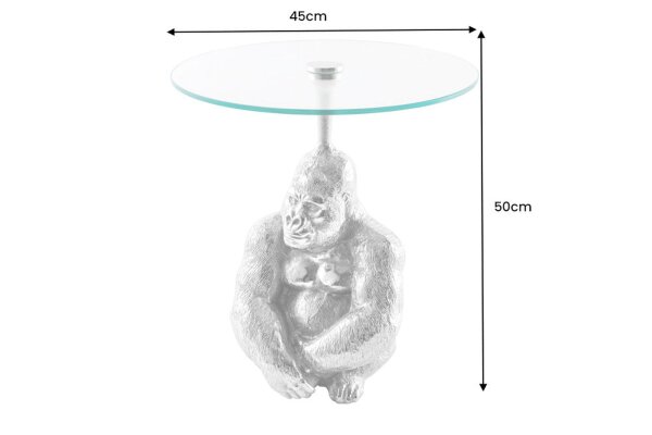 Table dappoint ronde Ø 45 cm travail manuel singe en argent