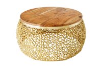 Table basse en bois dacacia métal naturel or 72x72...