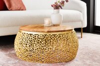 Table basse en bois dacacia métal naturel or 72x72...