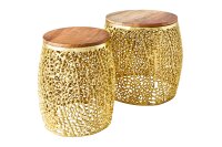 Table basse set de 2 pièces bois métal en...