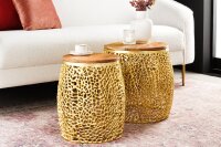 Table basse set de 2 pièces bois métal en...