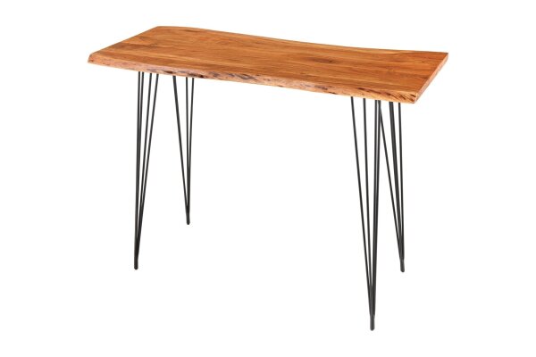 Table de bar en bois dacacia métal 140 x 63 cm Hairpin Legs