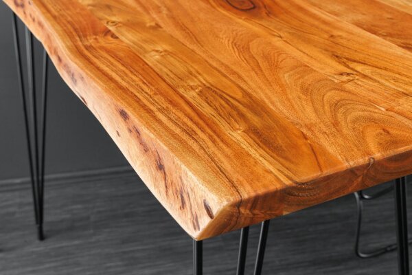 Table de bar en bois dacacia métal 140 x 63 cm Hairpin Legs