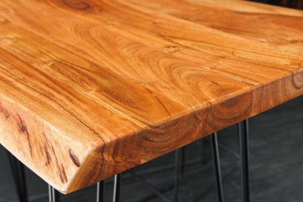 Table de bar en bois dacacia métal 140 x 63 cm Hairpin Legs
