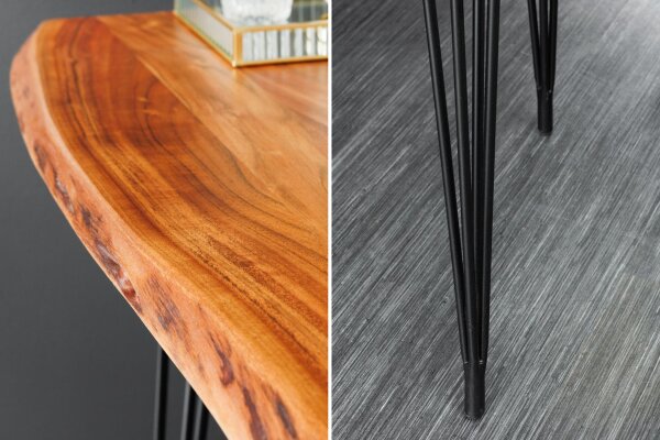 Table de bar en bois dacacia métal 140 x 63 cm Hairpin Legs