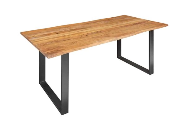 Table de salle à manger en bois dacacia et métal avec arête darbre 180 x 90 cm