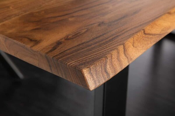 Table de salle à manger en bois dacacia et métal avec arête darbre 180 x 90 cm