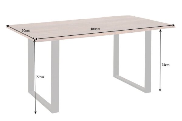 Table de salle à manger en bois dacacia et métal avec arête darbre 180 x 90 cm