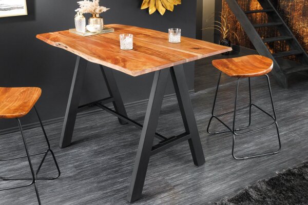 Table de bar bois dacacia métal 120 x 83 cm H : 106 cm