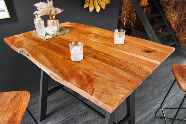 Table de bar bois dacacia métal 120 x 83 cm H : 106 cm