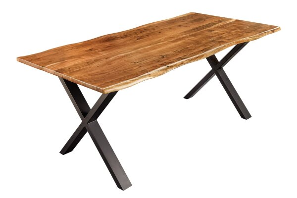 Table de salle à manger en bois dacacia métal 180x90 cm Industrial Baumkante