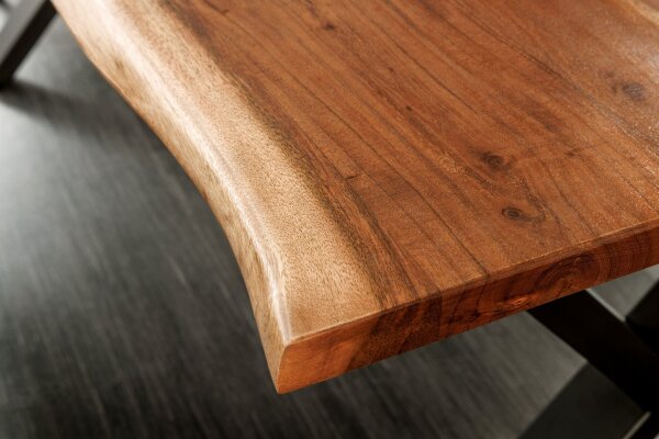 Table de salle à manger en bois dacacia métal 180x90 cm Industrial Baumkante