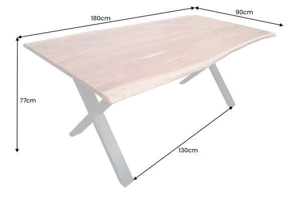 Table de salle à manger en bois dacacia métal 180x90 cm Industrial Baumkante