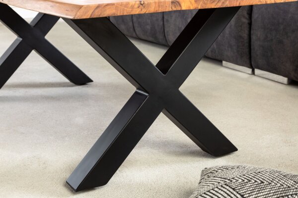 Table basse 120 x 60 cm bord darbre x -pieds Industrial