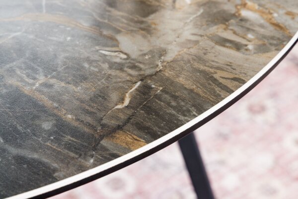 Table basse céramique verre dur métal taupe noir 70x55 cm