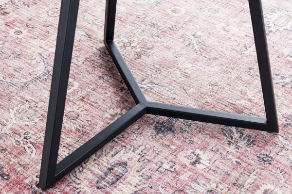 Table basse céramique verre dur métal taupe noir 70x55 cm