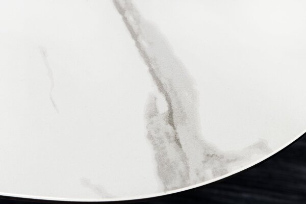 Table basse céramique verre dur métal en blanc noir 90x75 cm