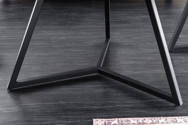 Table basse céramique verre dur métal en blanc noir 90x75 cm