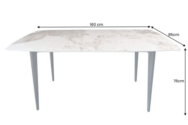 Table de salle à manger céramique métal en marbre naturel noir 160x76 cm