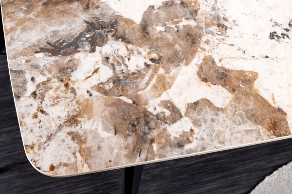 Table de salle à manger céramique métal en marbre naturel noir 180x76 cm